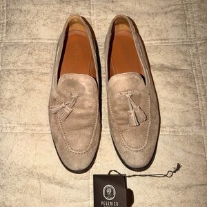 Peserico Men's Beige Suede Tassel Loafers size 42
